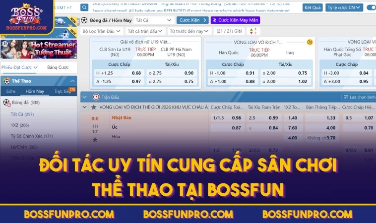 Đối Tác Uy Tín Cung Cấp Sân Chơi Thể Thao Tại BOSSFUN